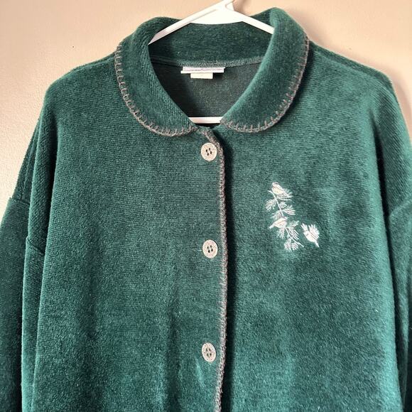Artisans Sunschein Vintage Sweater Size XL Green Cardigan Winter birds USA - Picture 2 of 9